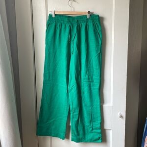 Green linen pants